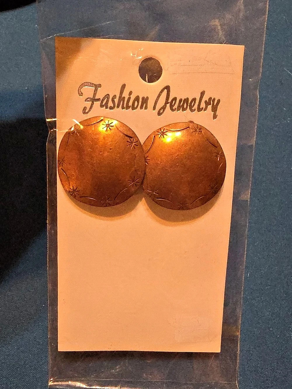Copper Floral Round Hook Earrings NWT